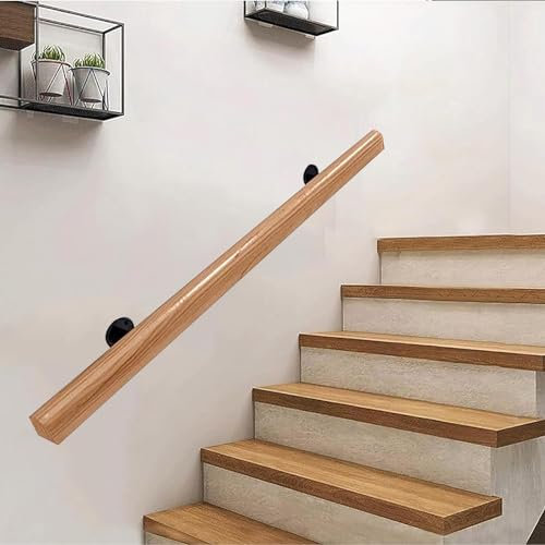 Holz-Treppenhandlauf, Handläufe für Stufen, 30–450 cm, Treppenhandläufe, Geländergeländer, industrielle Außen- und Innentreppen-Stützstangen, industrielle Handläufe für Dachbodentreppen ( Size : 330cm