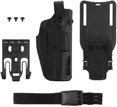Peminkoo Taktisches P320 Holster MK-17/18 Serie Jagd Militär Kampf Pistole Holster Angepasst QLS System Oberschenkel Strap Kit Airsoft Holster (Black)