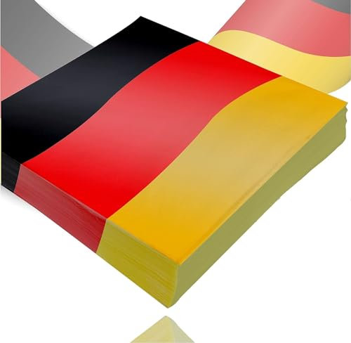 12x Servietten Deutschland schwarz, rot, gelb (Gold), als Deko, Dekoration, Partydeko für Fußball, Fußball Europameisterschaft 2024 WM