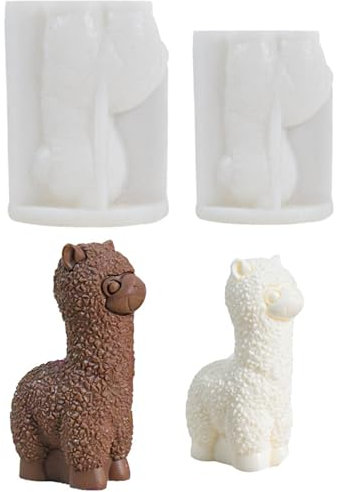 Cosmpeak 2 Stück 3D Alpaka Silikonform - Kerzenform, Tier Silikon Form für DIY Kerzen Gießen und Handgemachte Seife (Groß+Klein)