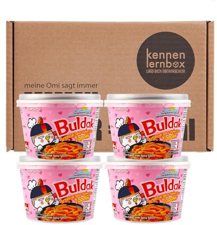 Kennenlernbox 4er Buldak Carbonara Topokki | SAMYANG Hot Chicken Reiskuchen (4x 179g)