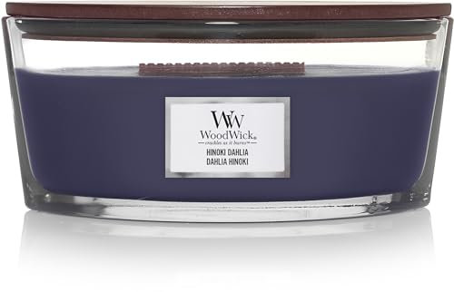 WoodWick Bougie parfumée Ellipse Hinoki Dahlia - 9 cm/19 cm