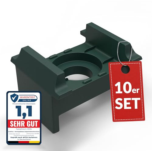 Qualinos 10x hochwertige Doppelstabmattenzaun Befestigung Zubehör Zaunhalter UV stabilisiert Grün 6005 für 40x60mm Zaunpfosten. Doppelstabmatten Halter, Zaunhalter Made in Germany