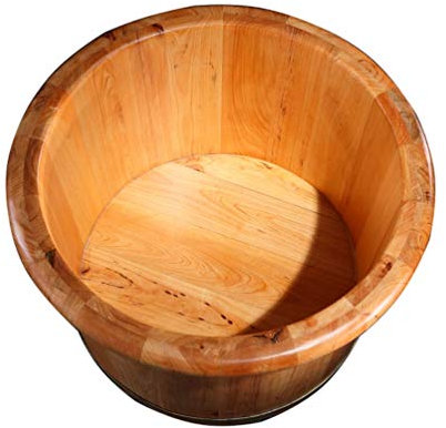 HIARAN Fußbadewanne aus Holzfass, Fußmassage-Whirlpool-Badewanne mit Deckel, Fußbadewanne aus Holzfass, Fußbecken für Fußbad, Einweichen oder Entgiftung (Größe: B) Lucky Star