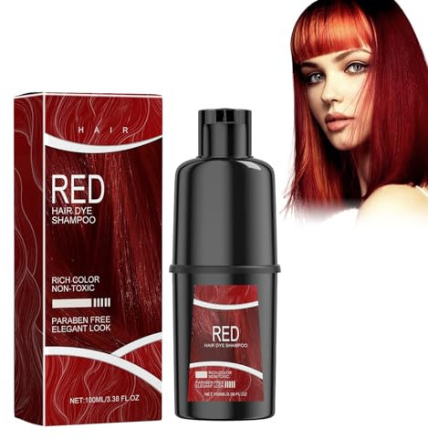 Hair Dye Shampoo, Natürliches Haarfärbeshampoo 3-In-1 Haarfarbe Haarfärbeshampoo Für Graues Haarfarbe Shampoo Für Graues Haar, Sofort-Haarfarben-Shampoo Instant Hair Color Für Männer Frauen (rot)