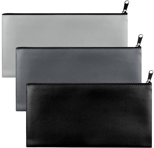 3 Stück Geldtaschen Banktasche, A5 Geldbeutel Geldtasche, Kleine Feuerfeste Geldtasche, PU Dokumententasche Mit Reißverschluss, Für Geldaufbewahrung Zum Schutz Kleiner Wertsachen(27x14cm)