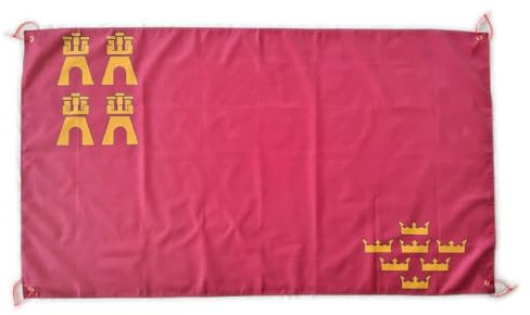Pandiui23 Bandera de Murcia, 150 x 90 cm, con 4 ojales y 4 bridas