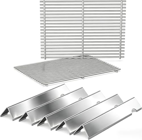 QuliMetal 47,6 cm Grillroste und Aromaschienen für Weber Genesis II 300 / LX 300, GS4, passend für Genesis II E-310 E-315 S-335 Serie, Ersatz für Weber 66795, 66095