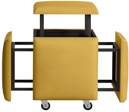 5-in-1 Leder-Sofa, Stuhl, Hocker, Set mit Lenkrollen, Beige, 45 x 45 x 45 cm