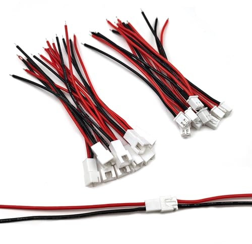 ZSDZFYLLK 10 Paare JST-XH 2.54mm 2 Pin Männlichen und Weiblichen Stecker mit 10cm 22 AWG Silikon Kabel Draht für winzige Drohne Batterie