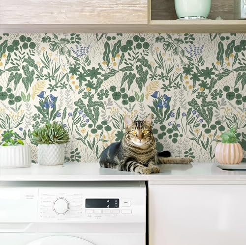 CiCiwind Selbstklebende Tapete Blumen 44×300cm Gelb Klebefolie Möbel Wasserfest Blätter und Blumen Möbelfolie Selbstklebend Abnehmbarer Vinyl Folie für Möbel Wand Deko