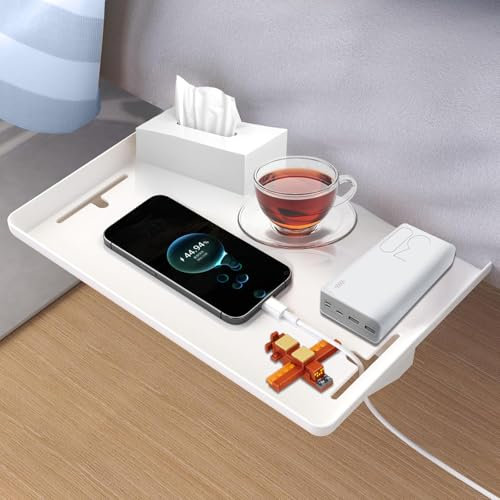 TourKing Bedside Shelf for Bed - Premium Bed Shelf With Storage, Space Saving Clip On Nightstand For College Dorm/Bunk Bed/Top Bunk, Bed Side Table Tray Organizer, For Phone/Book/Glasses