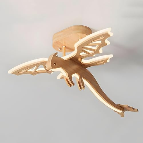 AoLa LED Holz Deckenleuchte Kinderzimmer Dinosaurier Deckenlampe Dimmbar mit Fernbedienung 3000K~6000K Babyzimmer Kronleuchter Modern Jungen Mädchen Dekorationlampe für Schlafzimmer Spielzeugzimmer