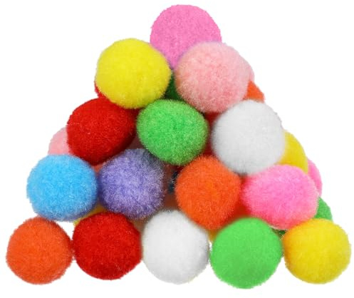 Tyqour 100 Stück Bunte Pompons zum Basteln, 3cm Bunt Filzkugeln Pompoms Bommeln zum Basteln Groß Pompons Bunte Pom Poms für Weihnachten Ostern Kinder DIY Kreativen Handwerk Dekorationen