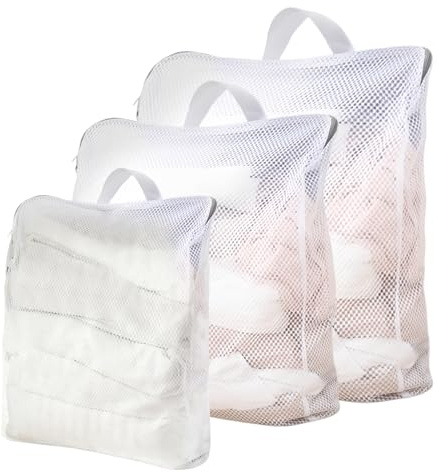 3 Stück Wäschenetz Groß Drei Größen Wäschesack für Waschmaschine Groß Wäschenetz mit Reißverschluss für Blusen Pullover Schals