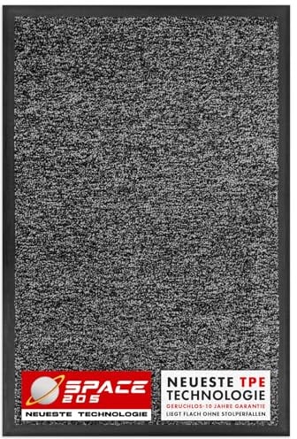 Floordirekt Schmutzfangmatte Space 205 – rutschfeste Fußmatte mit innovativer TPE-Technologie in Rand und Rückseite – Ideal für Eingänge, Flur und Haustür – Anthrazit – 90x120 cm