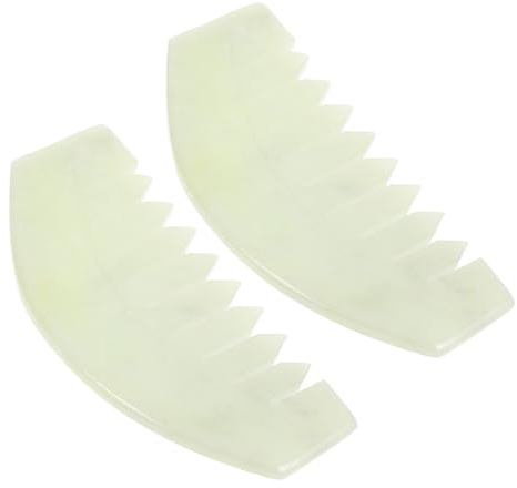 TOVINANNA 2stücke Jadekopfhautkamm mit Massagefunktion und Gua-sha-funktion für Haare Ergonomisch Geformt und Einfach zu Reinigen für Haartypen Geeignet