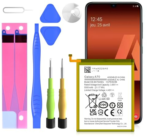 Akku für Galaxy A70, 5500 mAh Ersatzakku für Galaxy A70 SM-A705F, SM-A705FN, SM-A705GM, SM-A705MN, SM-A7050, SM-A705W mit professionellem Ersatzwerkzeug-Set