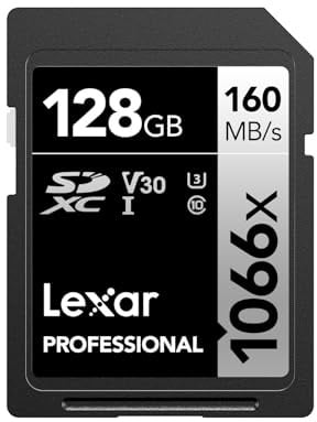 Lexar Carte SD Professionnelle 1066x 128 Go, SDXC UHS-I jusqu'à 160 Mo/s en Lecture, Carte mémoire SD V30/U3/C10 pour appareils Photo Reflex numériques et caméscopes HD