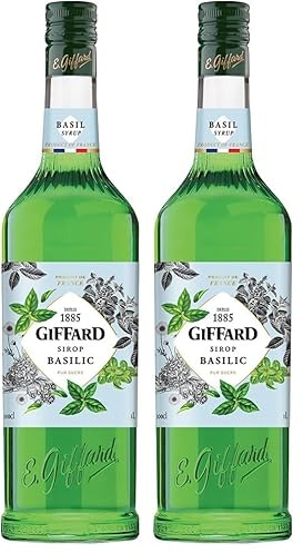 Giffard - Sirop de Basilic - Recette et Fabrication Françaises - Floral et Frais - 1 Litre (Lot de 2)