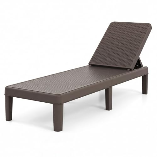 LIFEZEAL Sonnenliege Rattan, Gartenliege mit 4-Fach Verstellbarer Rücklehne, Liegestuhl Relaxliege mit Rattan-Optik, Strandliege bis zu 150 kg, Lounge Sessel Outdoor für Balkon, Garten (Braun)