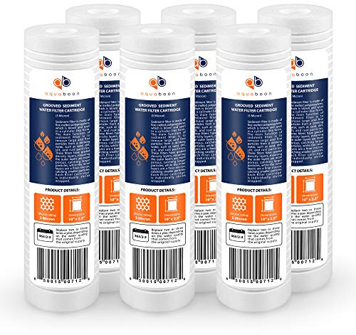 Cartuccia filtro acqua scanalato 25,4 x 6,3 cm per qualsiasi Ro Unit by Aquaboon, White, 5 micron