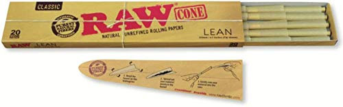 RAW Classic Natural Unrefined Pre Rolled Cones - 20 Cones Per Pack - Lean Size by RAW