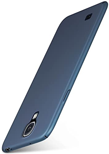 moex für Samsung Galaxy S4 Hülle Ultra Dünn, Schutzhülle mit erhöhtem Kameraschutz, Slim Cover Hardcase Backcover, Dünnste Handyhülle Minimalistisch Alpha Case, Metallic Blau