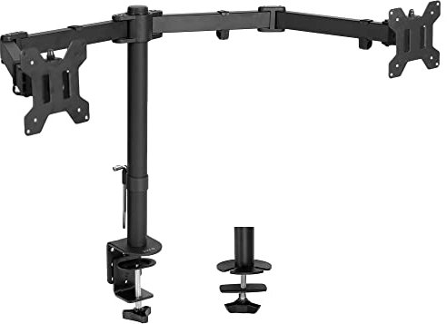 VIVO Full Motion Dual Monitor Desk Mount Clamp Stand VESA, Double Center Arm Joint, Holds 2 Screens up to 34 inches, STAND-V102D