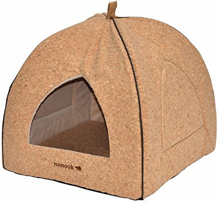 Hundehöhle Katzenhöhle Amira - nanook Kork Design - faltbar - braun -mit Liegekissen - 55 x 52 cm