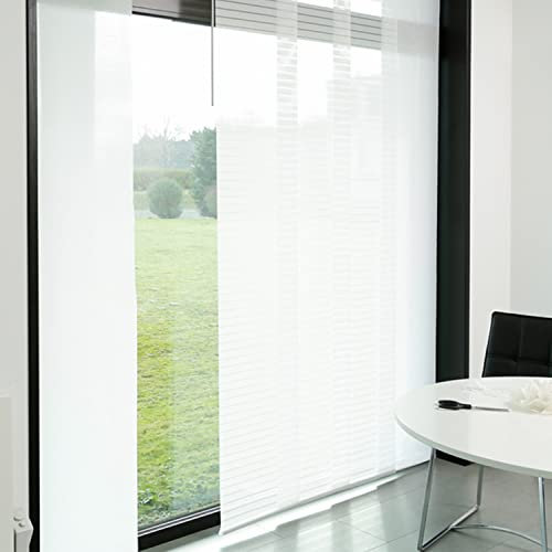 MADECOSTORE Panneau Japonais tamisant ajouré Lignes Horizontales - Blanc - L45 x H260cm