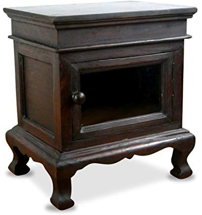 livasia Nachtschrank, Nachttisch, Nachtkonsole, Massivholzschränkchen mit Glastür (Nr.48)