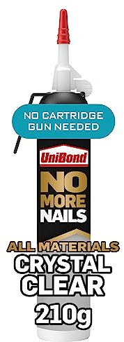 UniBond No More Nails All Materials Crystal Clear No Nails Construction Adhesive, All Materials Grab Adhesive, High Strength Adhesive Bonding, Clear, 210 g Easy Pulse Self-Propelling Pack