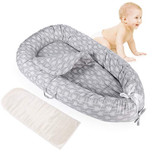 Mingfuxin Baby Kuschelnestkissen, super weich und atmungsaktiv, abnehmbar, bionisches Bett mit 2 austauschbaren Matratzen