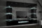 FURNITECH Wohnwand mit LED RGB - 16 Farben - Hängend Modern - Möbel mit Regale und TV Schrank für Wohnzimmer (Future C81-HG-B1 1B - 273 cm)
