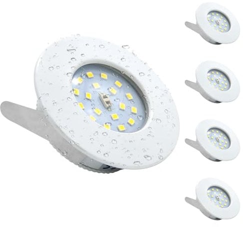 Wondlumi 4X 5W LED Recessed Ceiling Lights, IP44 Ultra Slim Recessed Bathroom Spotlights Downlights Cool White for Kitchen 240V 500LM Non-Dimmable
