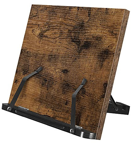 SONGMICS Buchständer, Leseständer, Kochbuchhalter, faltbar, mit Seitenhalter, 5-stufig verstellbar, für Bücher, Rezepte, Tablet, vintagebraun LLD112B01
