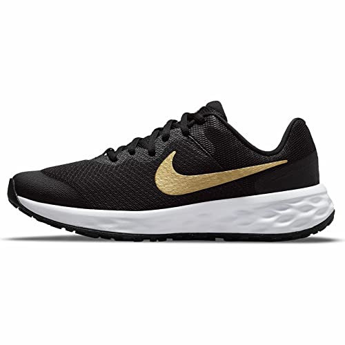 Nike Revolution 6 Adults Walking-Schuh, Black/Metallic Gold-White, 38 EU