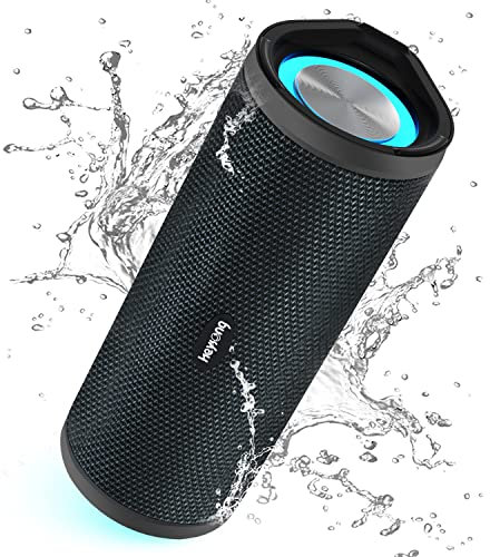 HEYSONG Portable Bluetooth Speaker, Waterproof Wireless Outdoor Speakers with LED Light, Rich Bass, IPX7, 40H Play, TF Card, Dual Pairing for Beach, Boat, Pool, Camping, Bike, Shower, Gifts for Men