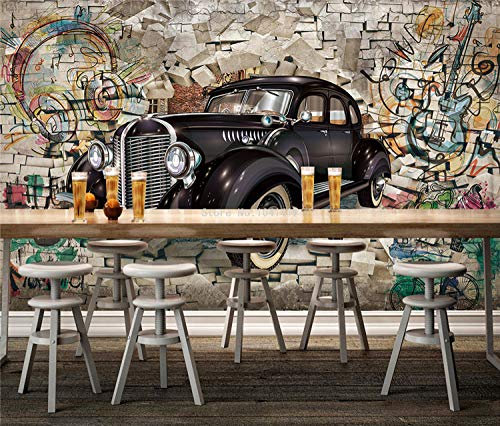 Vintage Wallpaper Custom 3D Stereo Relief Classic Cars Broken Wandbild Cafe Kinderzimmer Wohnzimmer Hintergrund Wandverkleidung 3 D-400cmx280cm(157,4x110.2inch) Tapete/Wandbild/Poster/Foto