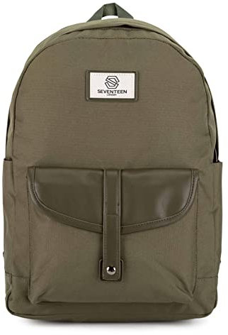 SEVENTEEN LONDON Moderner und eleganter Schulrucksack 'Notting Hill' im klassischen Stil - perfekt für einen Laptop bis zu 15,6 Zoll, dunkelgrün, Klassisch, modern, elegant