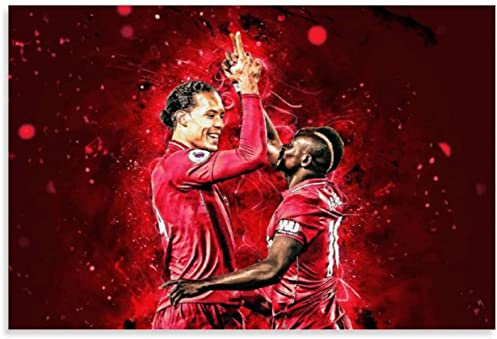GPEIHANG Leinwand Druck Poster Fußballspieler Sadio Mane X Virgil Van Dijk Stern für Esszimmerdekoration Wandkunst Kunstwerk Malerei Kunstdrucke Bild 23.6x35.4(60x90cm) Kein Rahmen