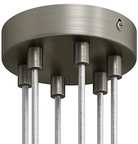 creative cables - Kit zylindrischer Metall-Lampenbaldachin mit 6 Löchern - Zylindrisch, Titan satiniert