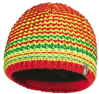 PSS Strickmütze mit Fleece Innenrand Gelb/Rot Gelb/Rot