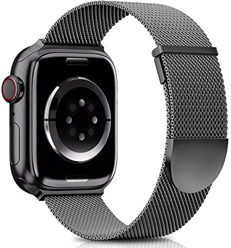 Higgs Correa Magnética Milanesa Compatible para Apple Watch 40mm 38mm 41mm 42mm 44mm 45mm 46mm Ultra 49mm- Pulsera Ajustable Gris para iWatch Series SE/SE2/10/9/8/7/6/5/4/3/2/1, Unisex