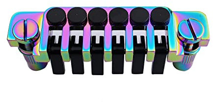 Guyker Gitarrenbrücke Saitenhalter – Vintage TP 6 70er Jahre Brücken mit Nieten und Einsätzen, Ersatz kompatibel mit LP Les Paul 6 Saiten E-Gitarre (Chamäleon Rainbow)