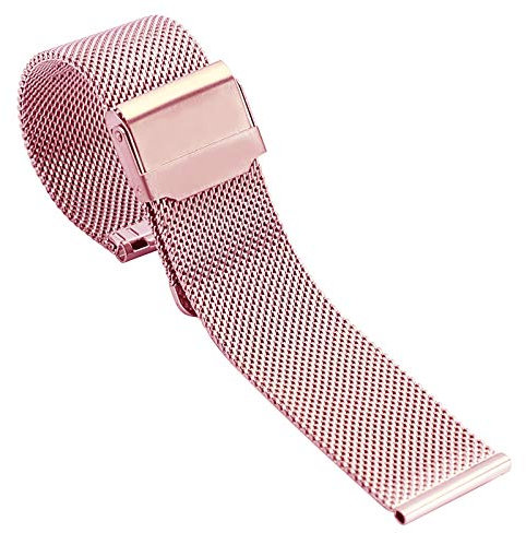 Carlong Cinturino milanese blu nero 8mm 10mm 12mm 14mm 16mm 18mm 20mm 22mm 24mm Cinturino di ricambio in maglia di acciaio inossidabile Adatto a tutti i tipi di orologi(Rose Pink,18mm)