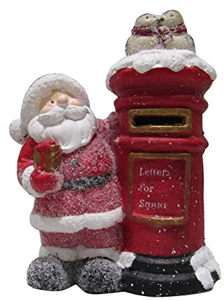 Secure Fix Direct Santa Letter Box Christmas Figurine (Traditional Xmas Festive Postbox Decoration Mail)