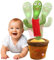Edencomer Cactus Qui Danse Et Répète, Cactus Qui Parle Volume Réglable, Chantant Parlant avec Fonction Enregistrement, Interactif Et Éducatif, Cadeaux pour Enfants Et Décoration (avec Écharpe Rouge)