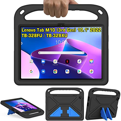 GOZOPO Kids Case for Lenovo Tab M10 3rd Gen 10.1 inch Tablet, with Handle Shockproof Stand Protective Cover [ONLY fits M10 3rd Gen - TB-328FU/TB-328XU] - Black